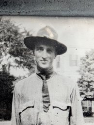 Vintage WWI-Era US Portrait Of A Soldier With Campaign Hat Rare Magic Lantern Glass Slide