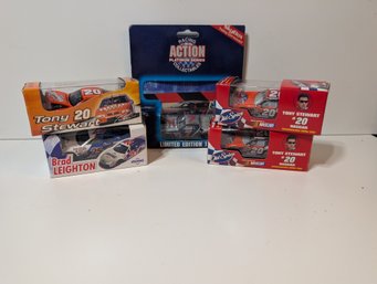 Lot Of (5) NASCAR Die-Cast Cars: Tony Stewart, Alan Kulwicki & Brad Leighton 1:64 Scale