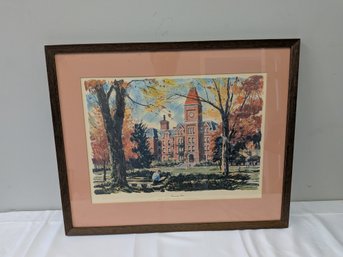 Ohio State University Hall Vintage Campus Illustration Print - Autumn Decor