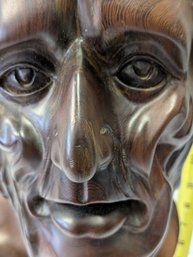 Vintage Hand Carved Wood Bust Sculpture - Seneca Or Roman Philosopher Classical Figure Very Heavy