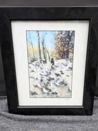 Garry Seidel Hand-Colored Signed Fine Art Photo Park Scene Pigeons In Flight Framed
