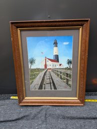 Signed Framed Print Tybee Island Lighthouse Judy L. Upchurch 3/200 Coastal Art