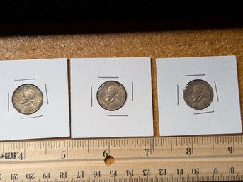 Panama 1/10 Balboa (Un Dcimo De Balboa) Silver Coins, 1930 & 1931 - 3-Coin Lot