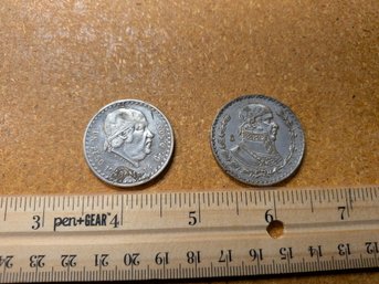 Mexico Un Peso 1948 Mo & 1962 Mo Lot Of 2 Jose Maria Morelos Silver Coins