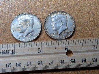 Kennedy Half Dollar 1968 D 40% Silver Lot Of 2 Coins