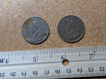 Canada Large Cent 1918 & 1919 King George V Bronze 1-Cent Pair (2 Coins)