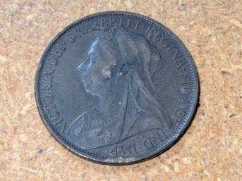 Great Britain 1901 One Penny Queen Victoria Veiled Head Bronze Key Final Year Issue