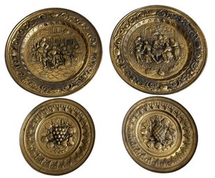 Vintage English Repousse Wall Plates (4-Piece Set) #1