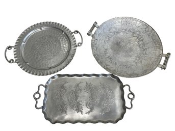 Assortment Of Decorative Serving Trays (3-Piece Set)