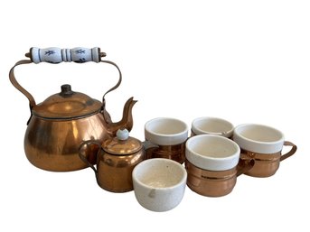 Vintage Copper Tea Service Set (7-Piece Set)