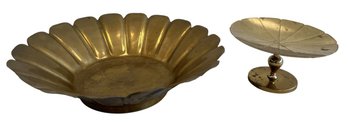 Vintage Mid-Century Brass Pedestal Bowls (2-Piece Set)