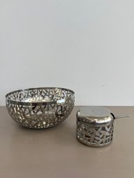 Alessi/Marta Sansoni/Stainless Steel Cactus Fruit Bowl & Stainless Steel Cactus Parmesan Cheese Cellar