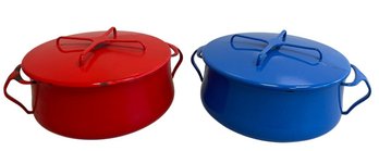 Vintage Red & Blue Dansk Kobenstyle Dutch Ovens (2-Piece Set)