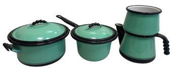Vintage Kook King Enamelware Cookware Set (3-Piece Set)