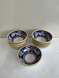 (7) Hand Painted Italian Deruta Olive/condiment Bowls -Artist Michela Cavallini