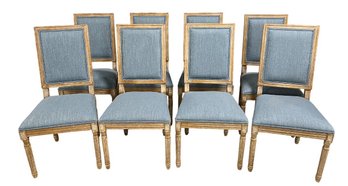 French Country-Style Upholstered Dining Chairs (Set Of 8)