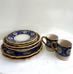 (8) Piece Hand Painted Italian Deruta Dinnerware -Artist Michela Cavallini