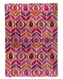 Pink Geometric Peacock Feather Area Rug