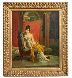 Framed Portrait Of Juliette Recamier Reproduction Painting (Signed, 'David')