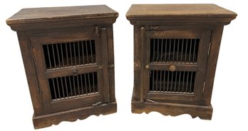 Vintage Indian-Style Bedside Cabinets (Set Of 2)