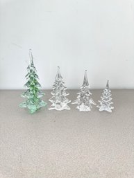 Grouping Of Vintage Hand Blown Glass Christmas Trees (4-Piece Set )