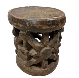 Hand-Carved Bamileke-Style Spider Stool