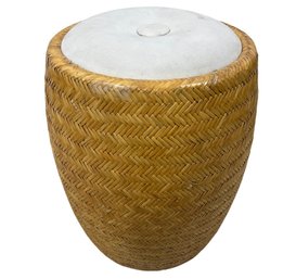 Woven Rattan Ottoman