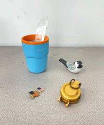 Slushy Maker Cup, Ceramic Chickadee, Lensatic Compass, (2) Flag Pins (5-Piece Set)