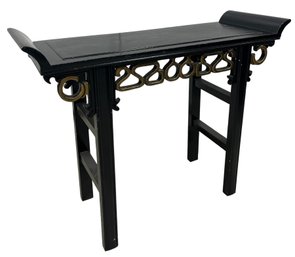 Traditional Chinese Black Lacquer Altar Console Table
