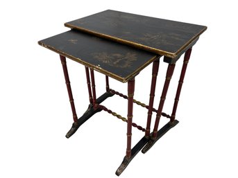 Edwardian Chinoiserie-Style Nesting Tables (2-Piece Set)