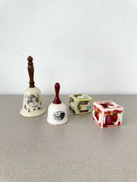 Norman Rockwell 'Love's Harmony' Bell, Villeroy & Boch Xmas Bell, & (2) Scented Candles (4-Piece Set)