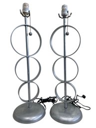 Vintage Stacked Metal Orb Table Lamps (Bases Only, Set Of 2)