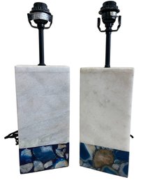 Stone &  Agate Table Lamps (Bases Only, Set Of 2)