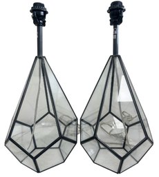 Geometric Glass Table Lamps (Bases Only, Set Of 2)
