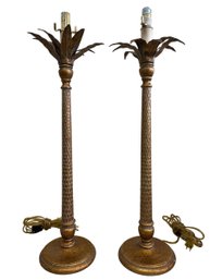 Hollywood Regency Palm Tree Buffet Lamps *NOT TESTED* (Bases Only, Set Of 2)