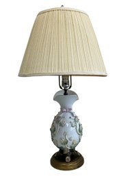 Vintage Porcelain Ivy & Ribbon Table Lamp (Base, Harp, & Finial Only)