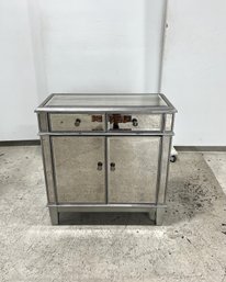 Silver & Smoke-Mirrored Side Table Dresser
