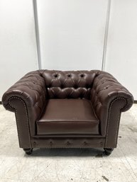 Chocolate Chesterfield-Style Armchair