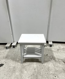 White Farmhouse End Table With Shelf (#2)