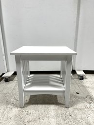 White Farmhouse End Table With Shelf (#3)