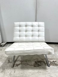 Chrome & White Barcelona-Style Accent Chair
