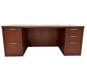 Dark Cherry Bow Front Office Desk
