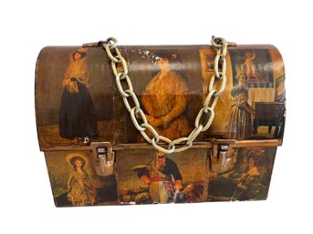 Vintage Metal Paper Mache Decoupage Purse