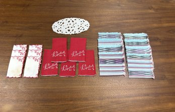 Grouping Of Linen Tea Towels, Linen Napkins, & A Doily (20-piece Set)