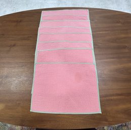 Vintage Coral Quilted Placemats With Turquoise Trim (set Of 8)