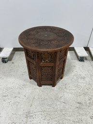Vintage Moroccan Folding Side Table With Inlay