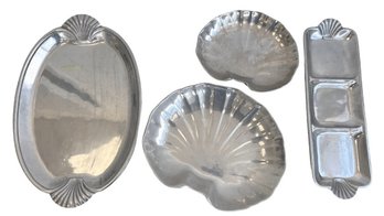 Vintage Wilton Armetale Scallop Shell Serving Set (4-Piece Set)