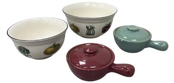Collection Of Vintage Serving Bowls & French Onion Soup Pots (4-Piece Set)
