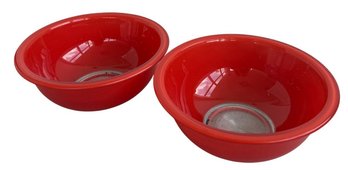 Vintage Pyrex 'Primary Colors' Red Bowls (Set Of 2)