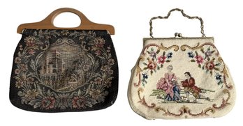 Vintage Needlepoint Handbags (2-Piece Set)
